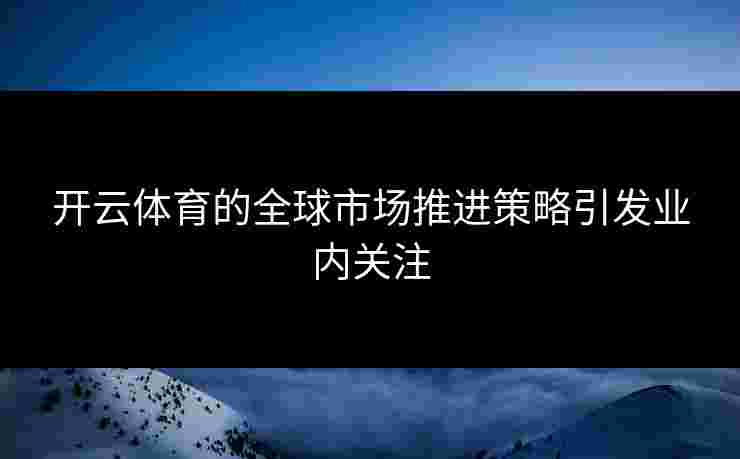 开云体育的全球市场推进策略引发业内关注