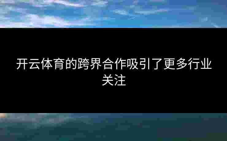 开云体育的跨界合作吸引了更多行业关注